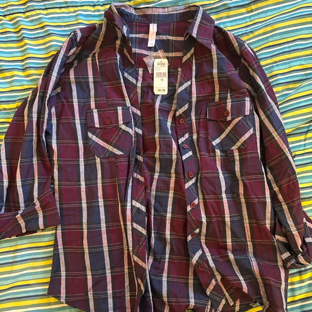Plaid Button-Up Shirt